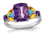 3.00 Carat (ctw) Amethyst, Citrine and Blue Topaz Ring in Sterling Silver